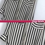 Black White Vertical Stripe Long Sleeve Shirt..