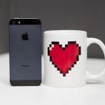 Geek Pixel Heart Morphing Mug Love Ceramic Mugs