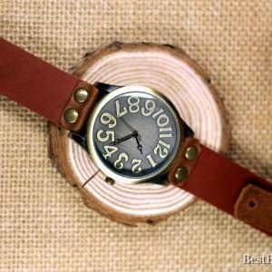 Men Wristwatches Women Leather Watches Retro Wrist..