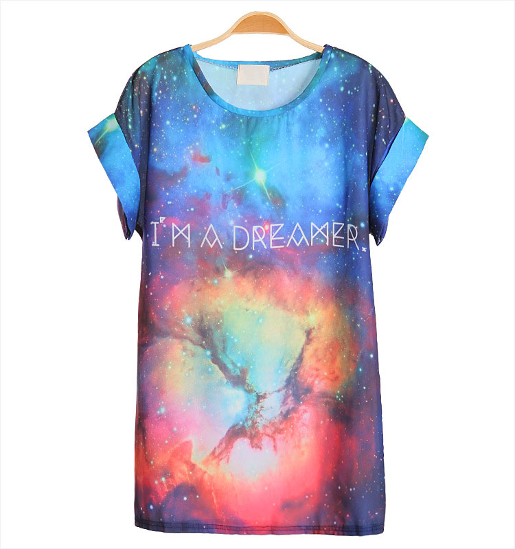 Chic Galaxy I Am A Dreamer Chiffon T-shirt Starry Short-sleeved