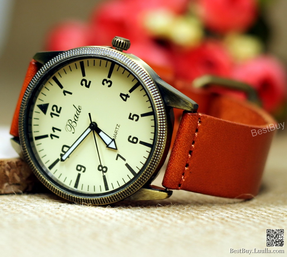 Mens Watches Leather Wristwatches Retro Wrist Watch Vintage Wristwatch ...